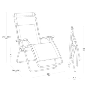27" Gray Steel Outdoor Zero Gravity Chair