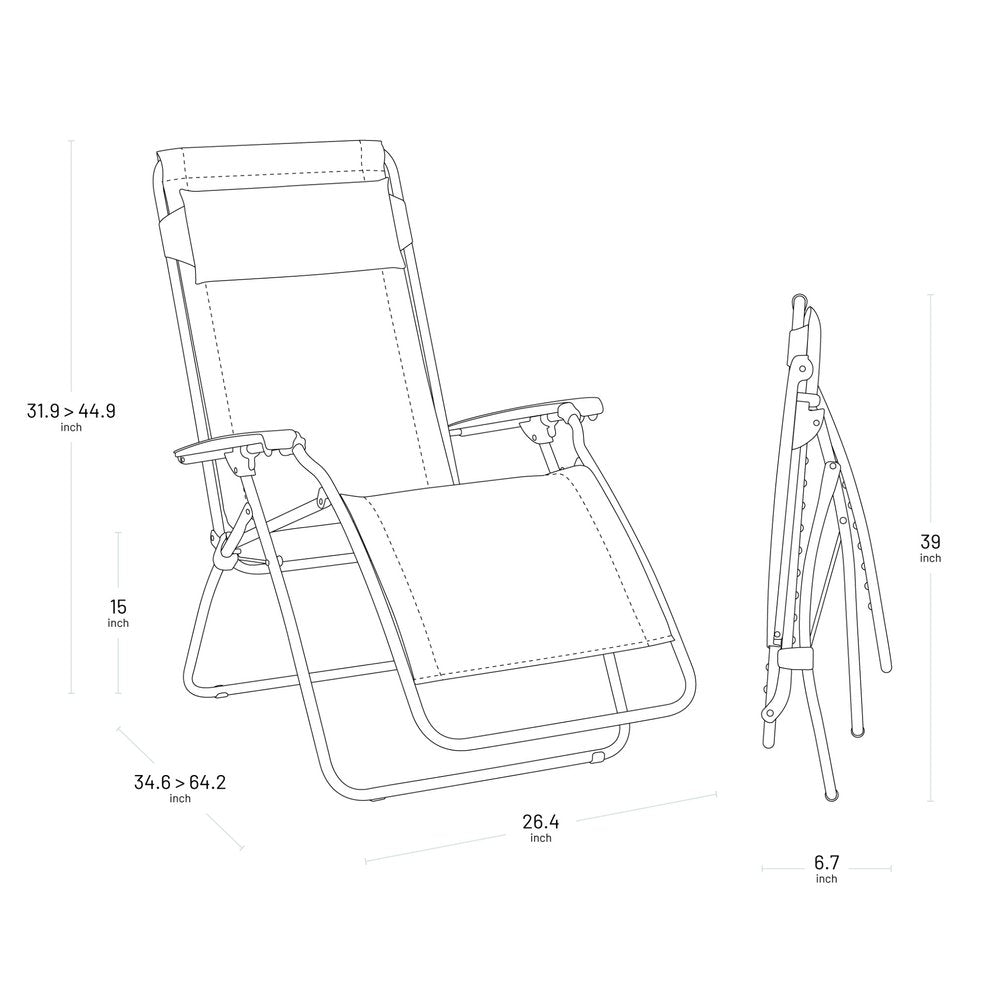 27" Gray Steel Outdoor Zero Gravity Chair
