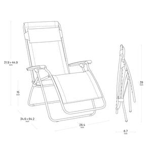 27" Gray Steel Outdoor Zero Gravity Chair