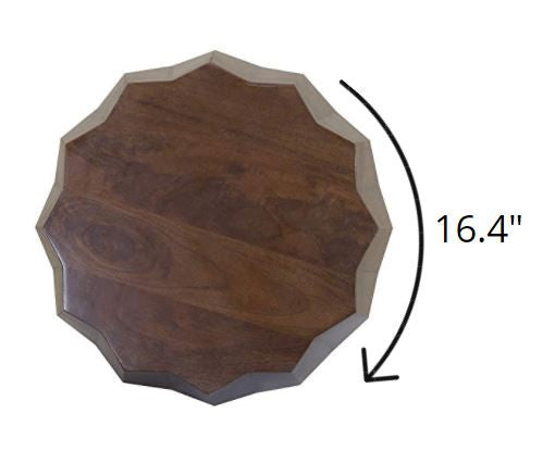 23" Dark Brown Solid Wood Drum End Table