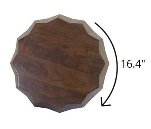 23" Dark Brown Solid Wood Drum End Table