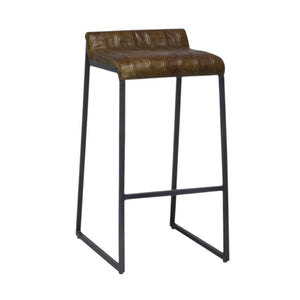 27 " Brown And Black Iron Backless Counter Height Bar Chair