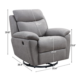 35" Light Gray Fabric Power Recliner With USB