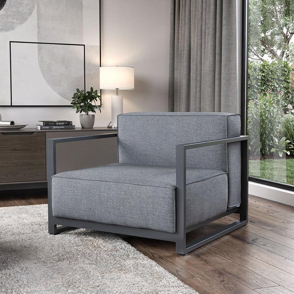 39" Gray Fabric Arm Chair