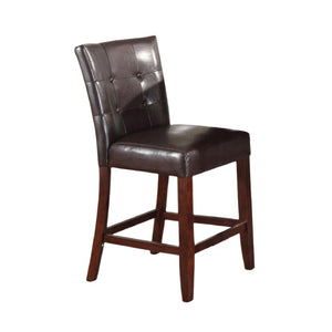 Set of Two 24" Espresso and Brown Faux Leather and Solid and Manufactured Wood Counter Height Bar Chairs