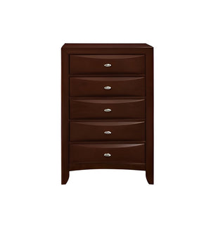 32" Espresso Wood Five Drawer Dresser