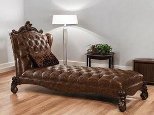 76" Brown and Dark Brown Faux Leather Tufted Lounge Chair And Toss Pillow