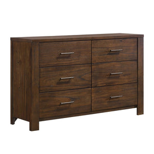 59" Brown Solid Wood Six Drawer Dresser