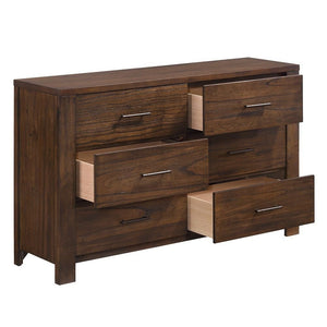 59" Brown Solid Wood Six Drawer Dresser