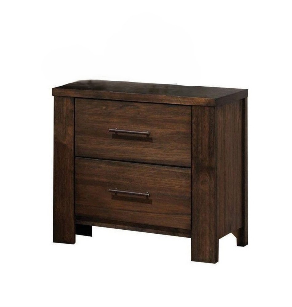 25" Brown Wood Two Drawer Nightstand