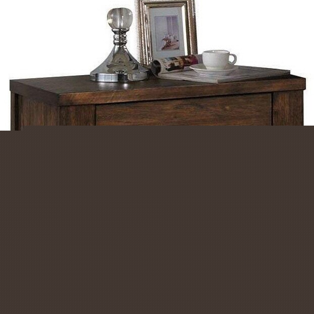 25" Brown Wood Two Drawer Nightstand