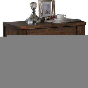 25" Brown Wood Two Drawer Nightstand
