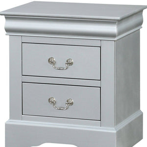 24" White Wood Two Drawer Nightstand