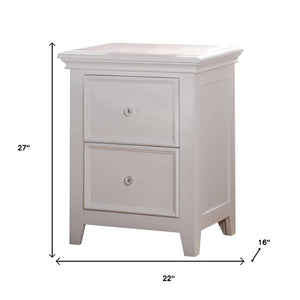 27" White Two Drawers Nightstand