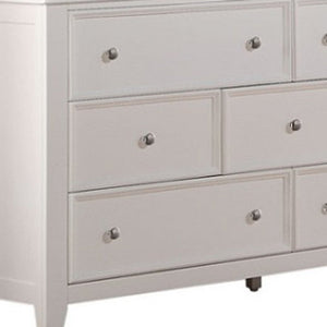 58" White Solid Wood Seven Drawer Triple Dresser