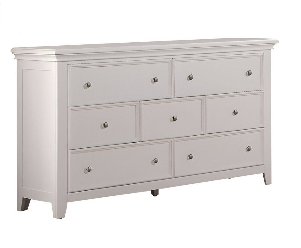 58" White Solid Wood Seven Drawer Triple Dresser