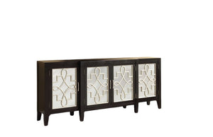 72" Gray And Silver Mirrored Wood Distressed Solid Console Table