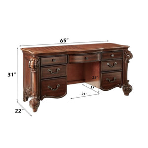 63" Brown Peninsula Vanity Desk With 7 Drawers