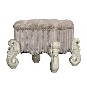 22" Ivory and Bone Fabric Floral Tufted Vanity Chair