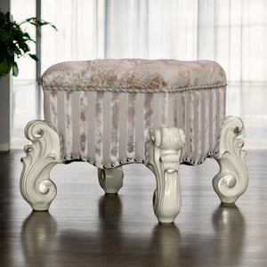 22" Ivory and Bone Fabric Floral Tufted Vanity Chair