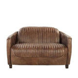 50" Brown Leather Loveseat