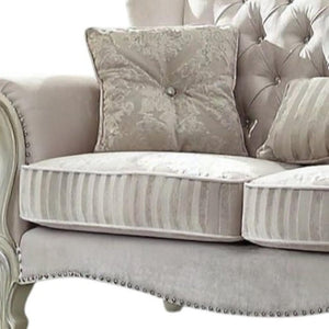69" Ivory Chesterfield Loveseat and Toss Pillows
