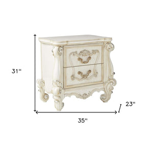 31" Brown Two Drawers Nightstand