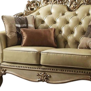 69" Ivory Chesterfield Loveseat and Toss Pillows