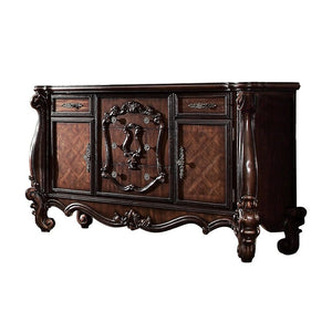 38" Bone Carved Scrollwork Solid Wood Two Door Five Drawer Combo Dresser