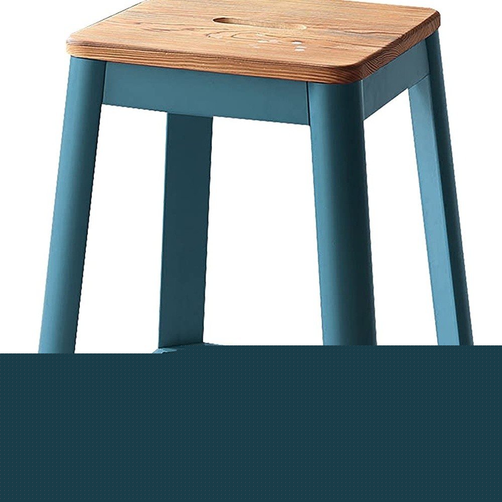 30" Wood Brown And Green Solid Wood And Metal Counter Height Bar Chair