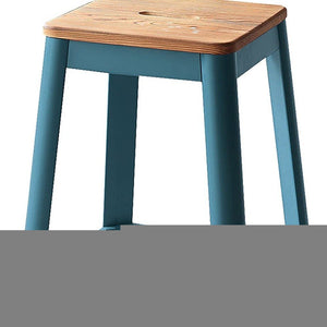 30" Wood Brown And Green Solid Wood And Metal Counter Height Bar Chair