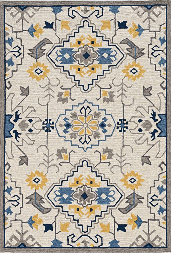 5' X 8' Ivory Abstract Indoor Outdoor Area Rug