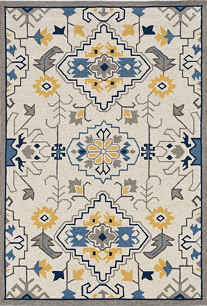 5' X 8' Ivory Abstract Indoor Outdoor Area Rug