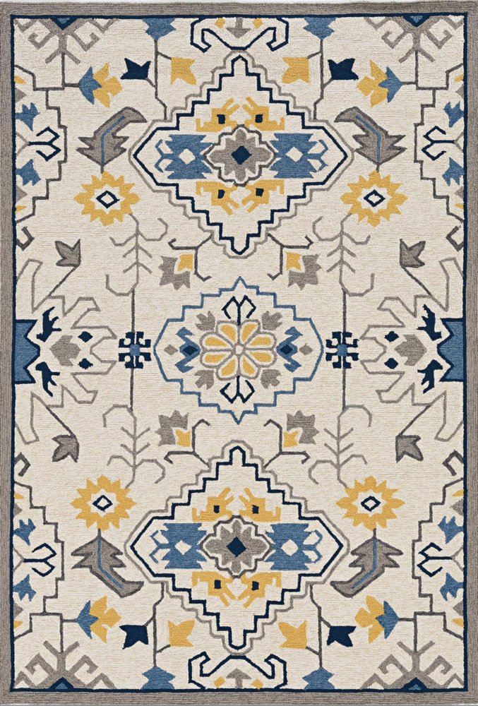 5' X 8' Ivory Abstract Indoor Outdoor Area Rug