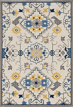 5' X 8' Ivory Abstract Indoor Outdoor Area Rug