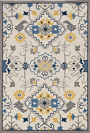 5' X 8' Ivory Abstract Indoor Outdoor Area Rug