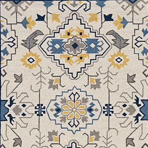 5' X 8' Ivory Abstract Indoor Outdoor Area Rug