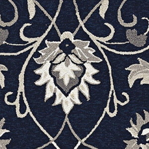 3' X 5' Navy Blue Floral Indoor Outdoor Area Rug