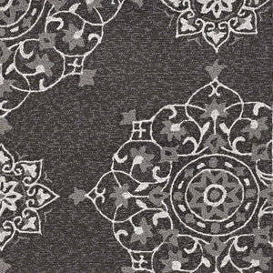 5' X 8' Charcoal Round Floral Indoor Outdoor Area Rug