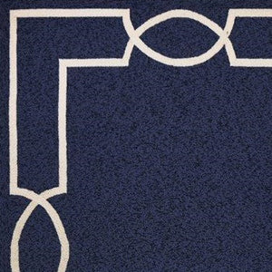 7' Blue And Ivory Round Geometric Handmade Indoor Outdoor Area Rug