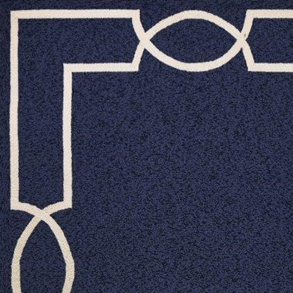 5' X 7' Blue And Ivory Handmade Indoor Outdoor Area Rug