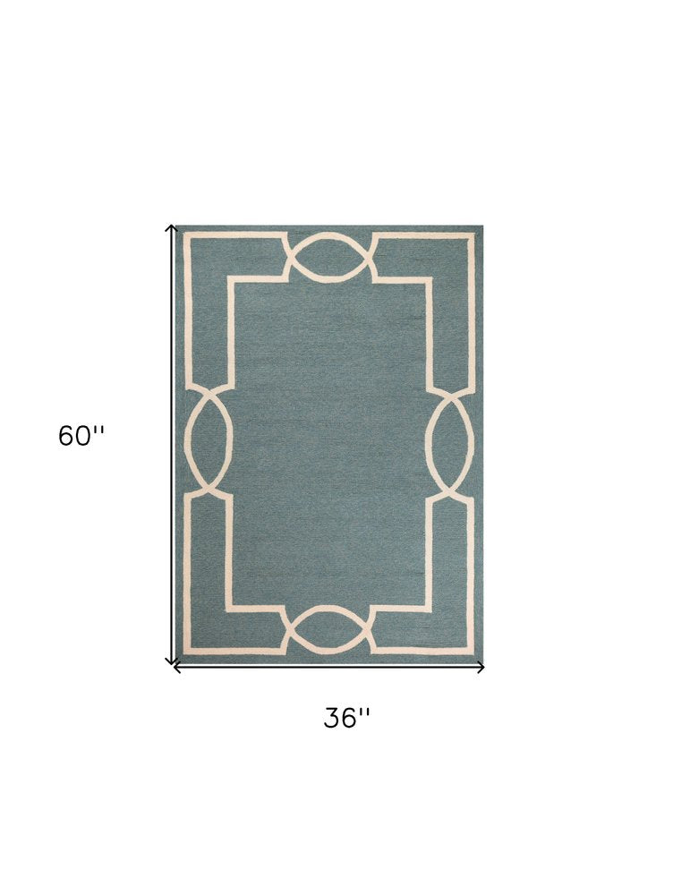 5' X 7' Gray And Ivory Handmade Indoor Outdoor Area Rug