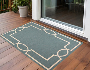 5' X 7' Gray And Ivory Handmade Indoor Outdoor Area Rug