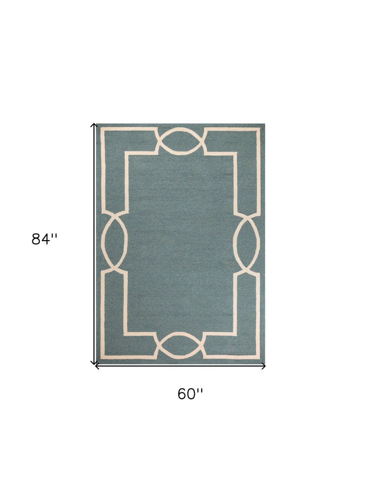 5' X 7' Gray And Ivory Handmade Indoor Outdoor Area Rug