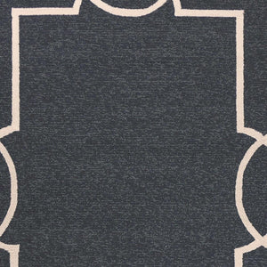 7' Onyx And Ivory Round Geometric Handmade Indoor Outdoor Area Rug