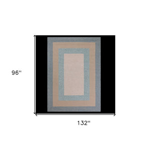 8' X 11' Blue And Beige Handmade Indoor Outdoor Area Rug