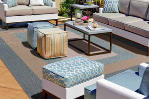 8' X 11' Blue And Beige Handmade Indoor Outdoor Area Rug