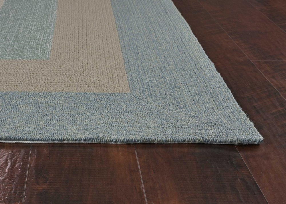 8' X 11' Blue And Beige Handmade Indoor Outdoor Area Rug