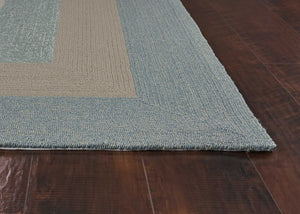 8' X 11' Blue And Beige Handmade Indoor Outdoor Area Rug