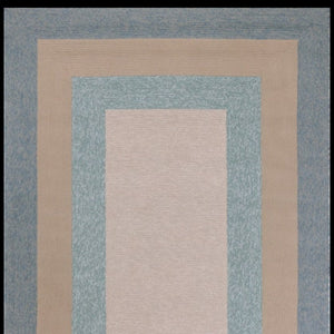 8' X 11' Blue And Beige Handmade Indoor Outdoor Area Rug